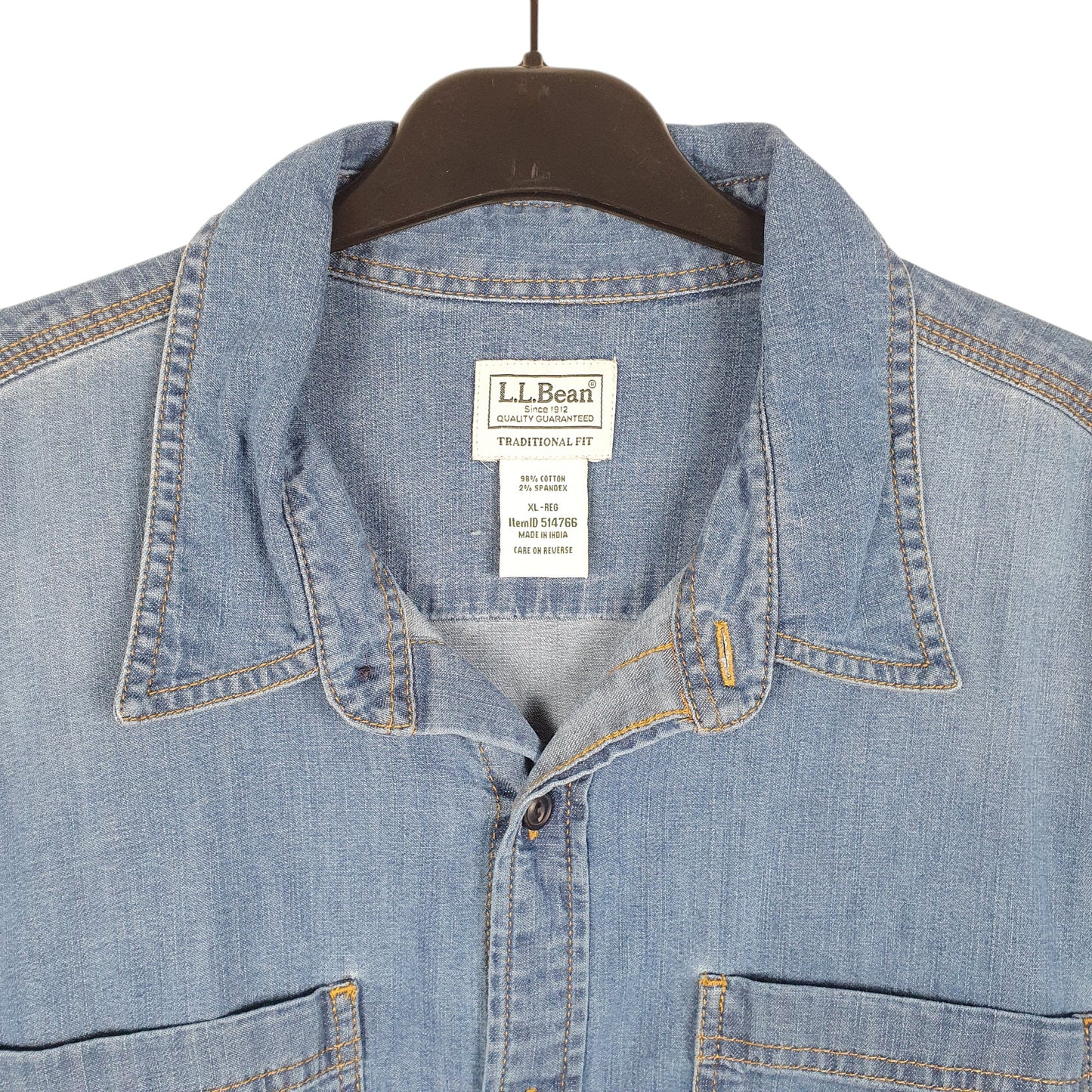 Mens Blue L.L.Bean Denim Overshirt Shacket Long Sleeve Shirt