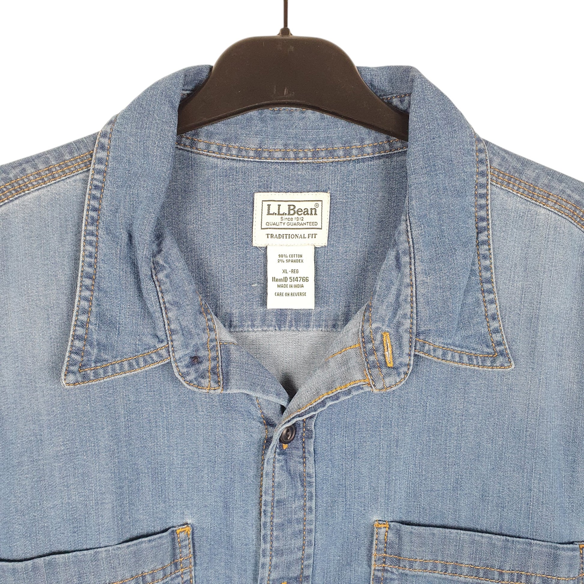 Mens Blue L.L.Bean Denim Overshirt Shacket Long Sleeve Shirt