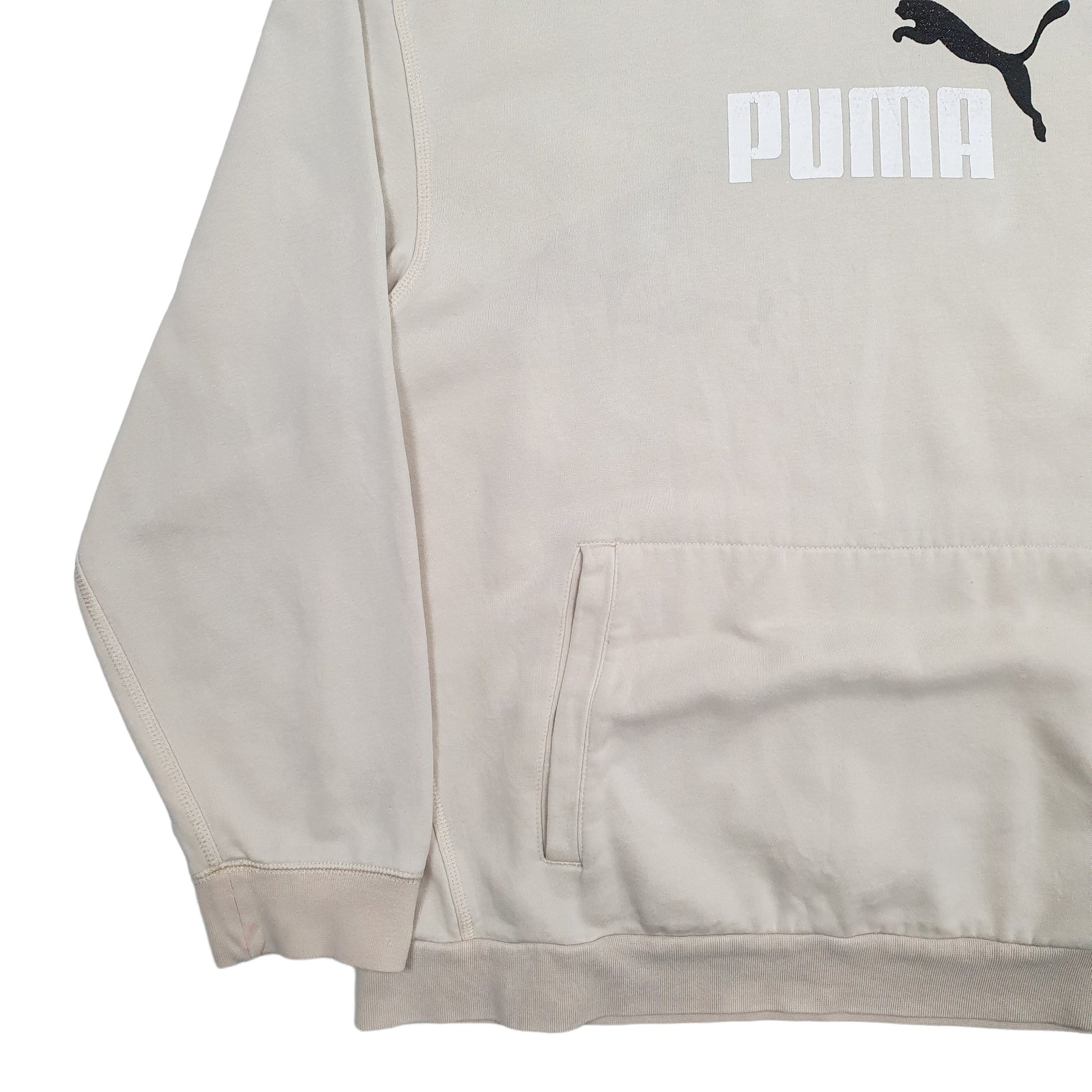 Mens Beige Puma Spellout Hoodie Jumper
