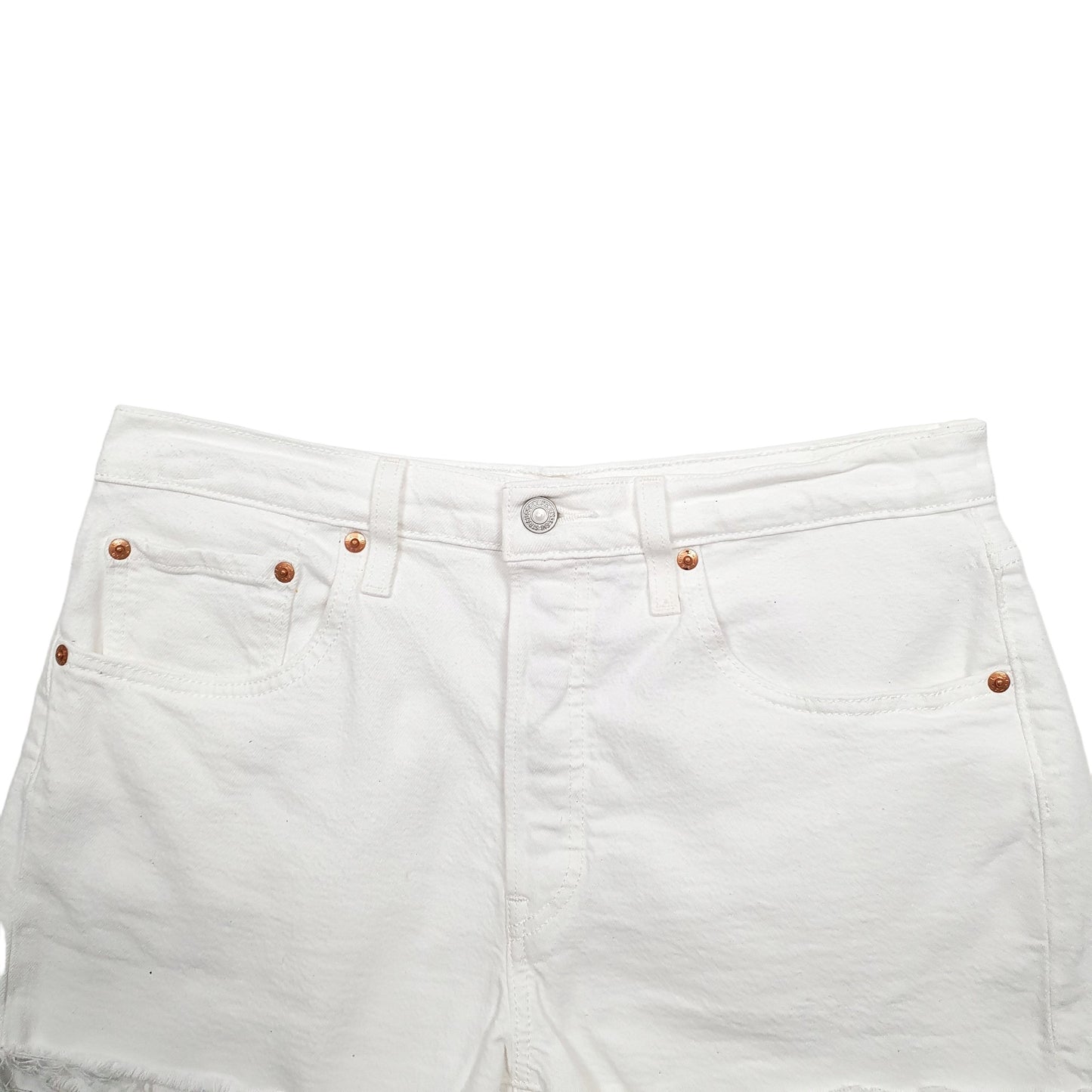 Womens White Levis 501 Jorts Denim Shorts