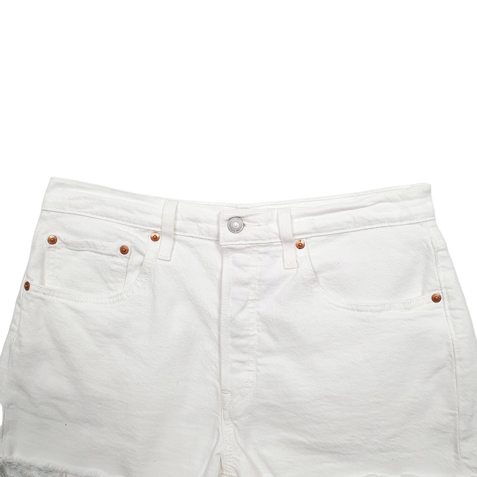 Womens White Levis 501 Jorts Denim Shorts