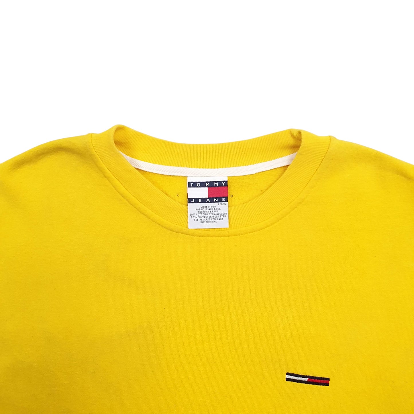 Mens Yellow Tommy Hilfiger Spellout Crewneck Jumper