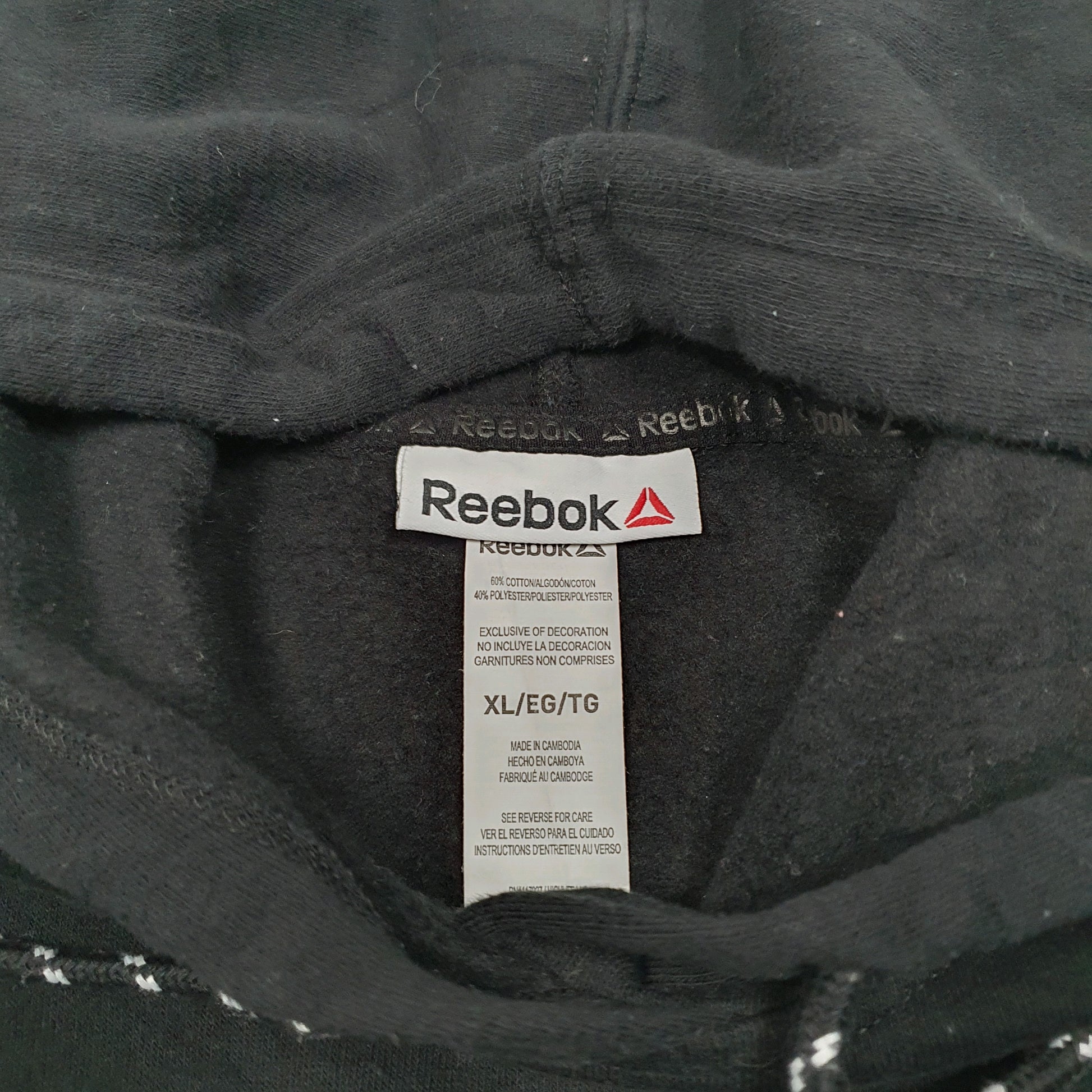 Womens Black Reebok Spellout Hoodie Jumper