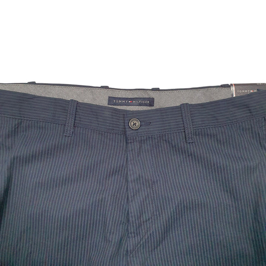 Mens Navy Tommy Hilfiger Pin Stripe Straight Chino Trousers