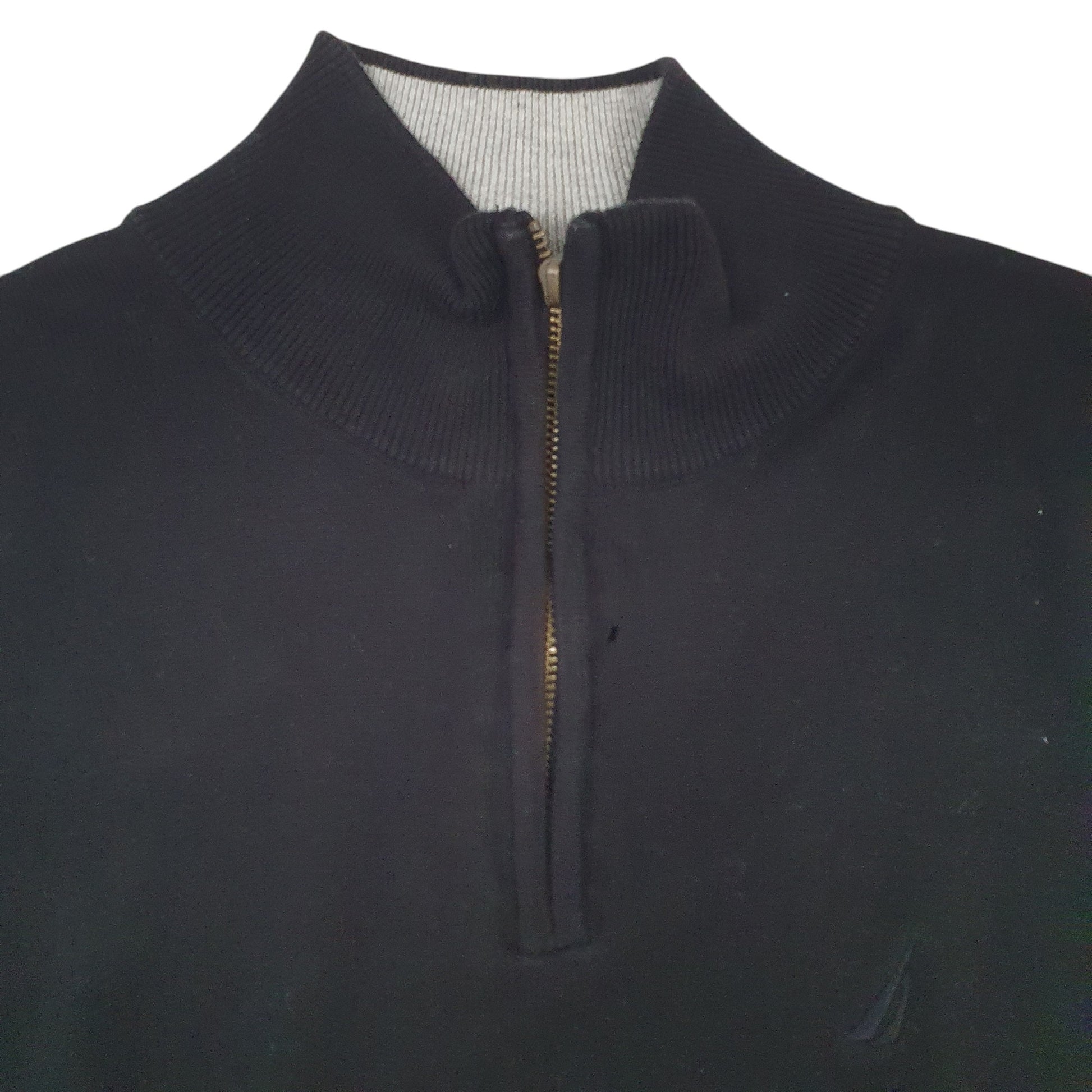 Mens Black Nautica Knitwear Quarter Zip Jumper