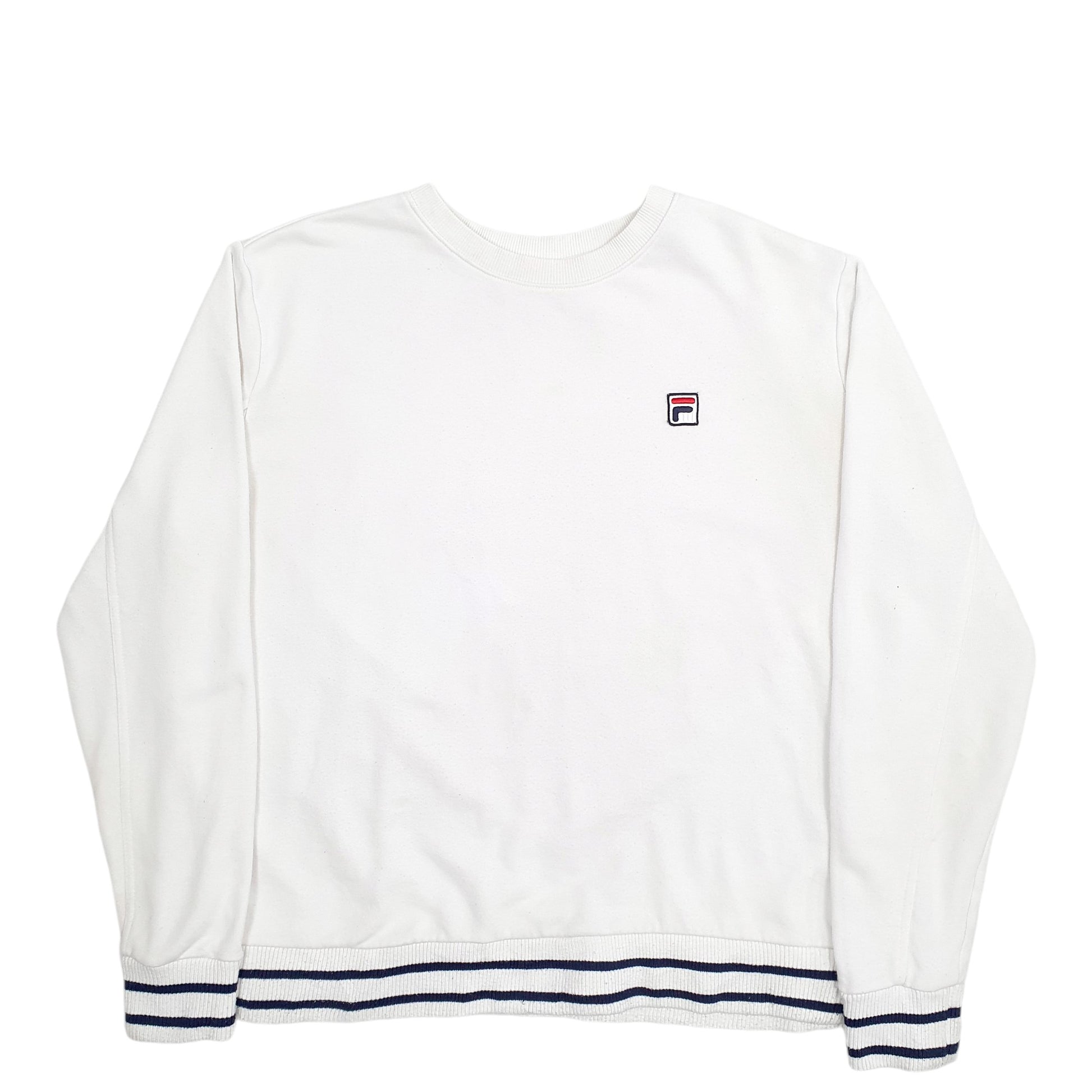 Womens White Fila  Crewneck Jumper