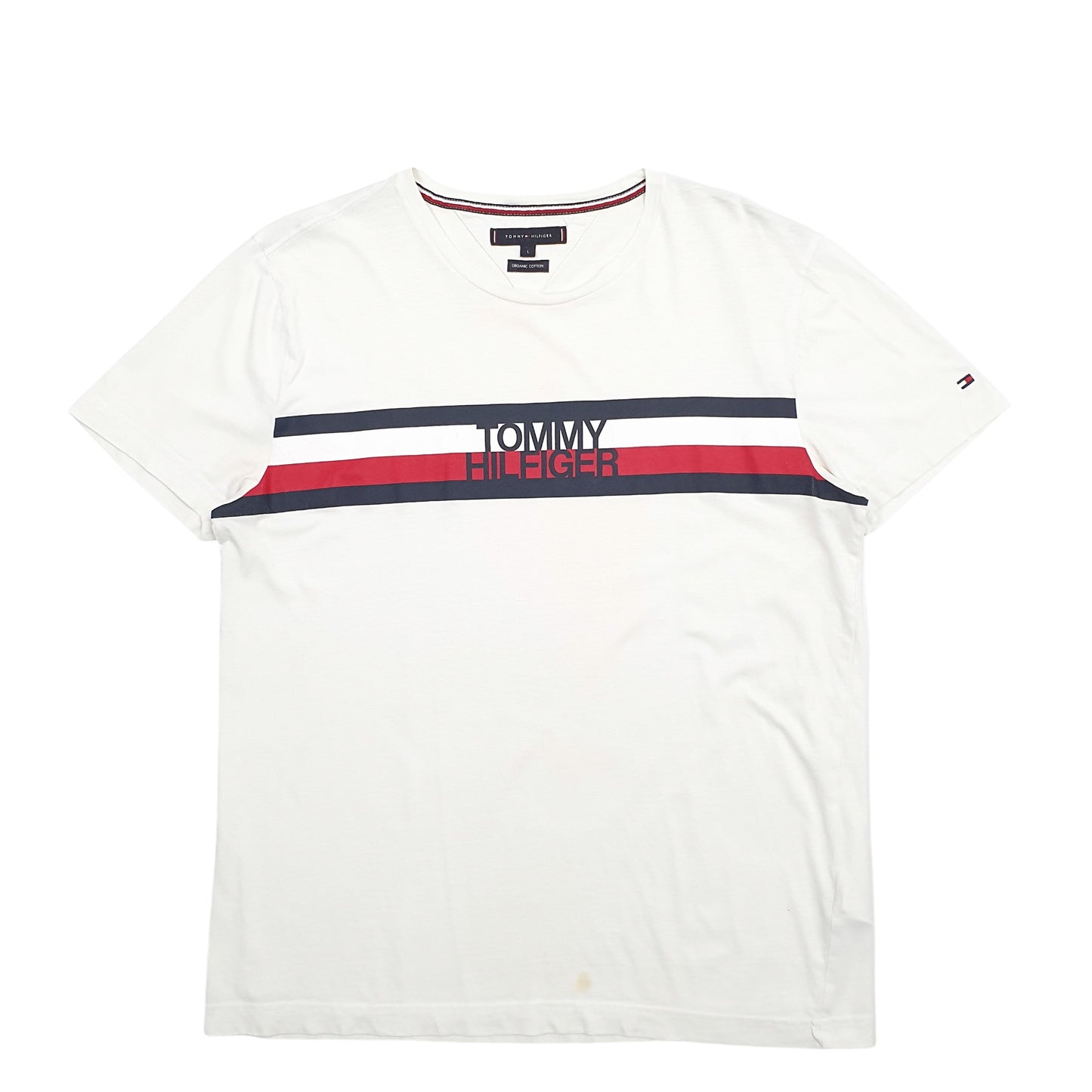 Mens White Tommy Hilfiger Spellout Short Sleeve T Shirt