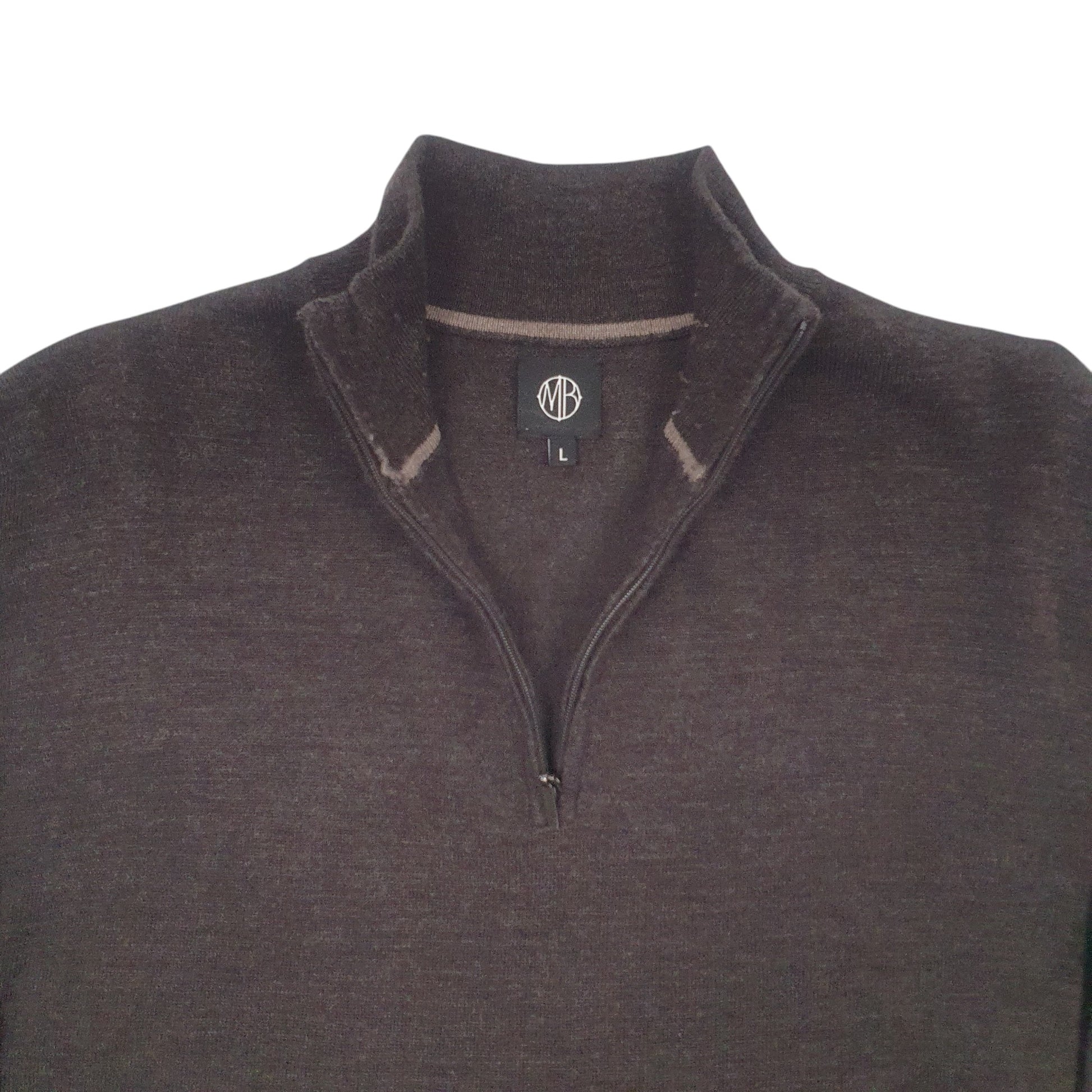 Mens Grey Moss Bros  Quarter Zip Jumper