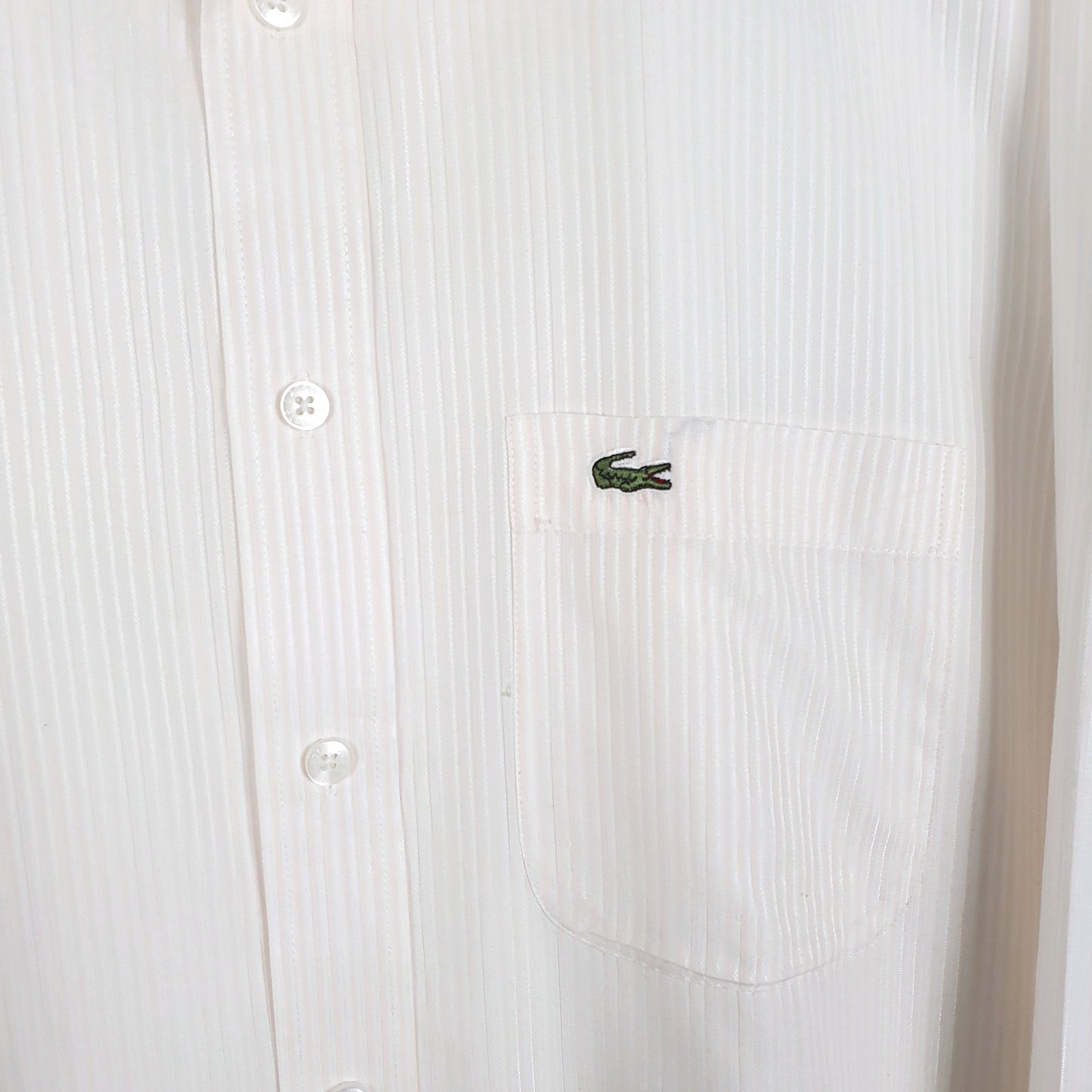 Mens White Lacoste  Long Sleeve Shirt
