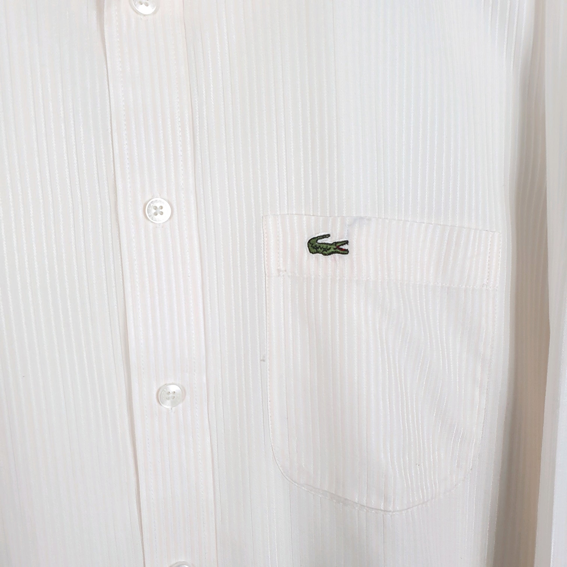 Mens White Lacoste  Long Sleeve Shirt