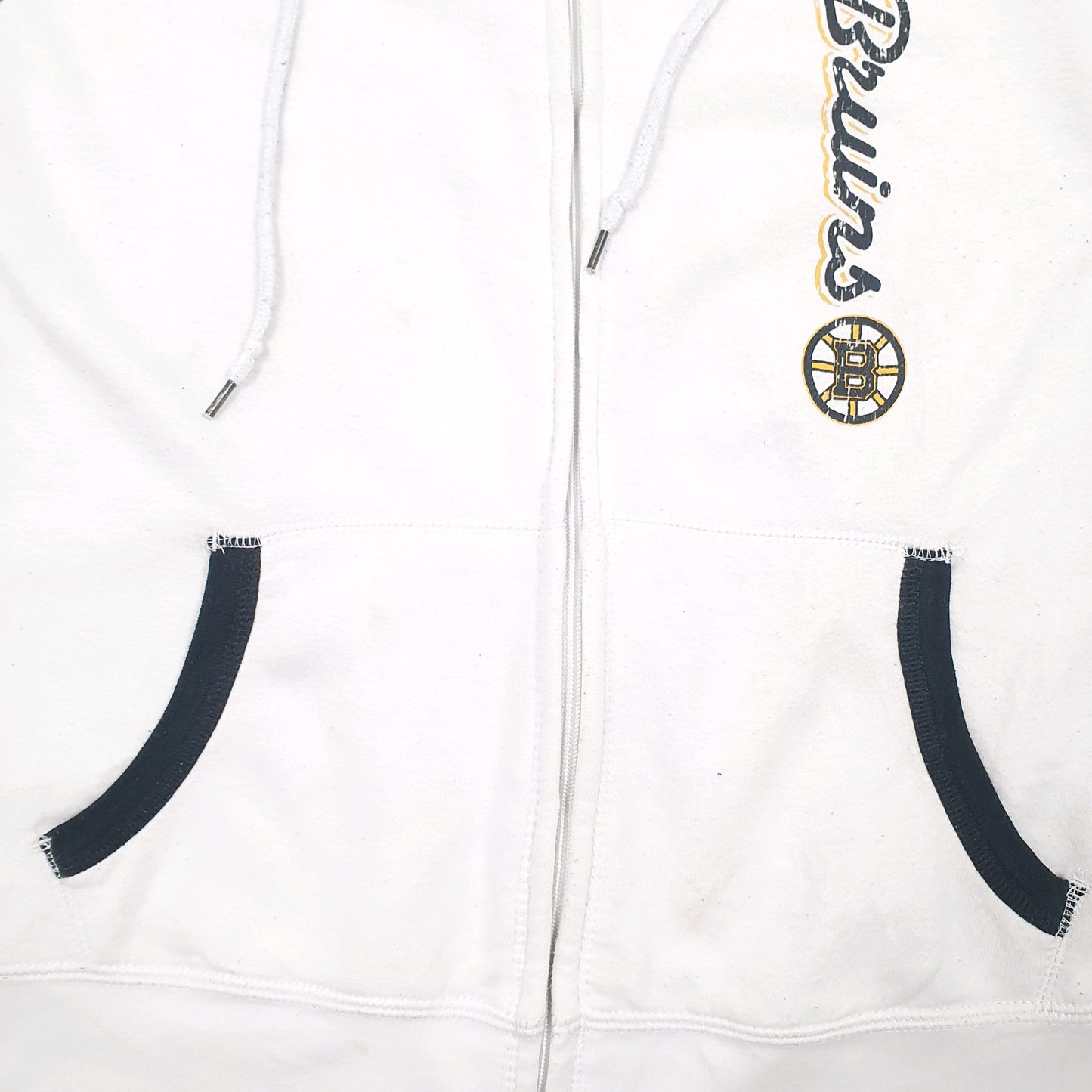 Womens White NHL Boston Bruins Full Zip Jumper