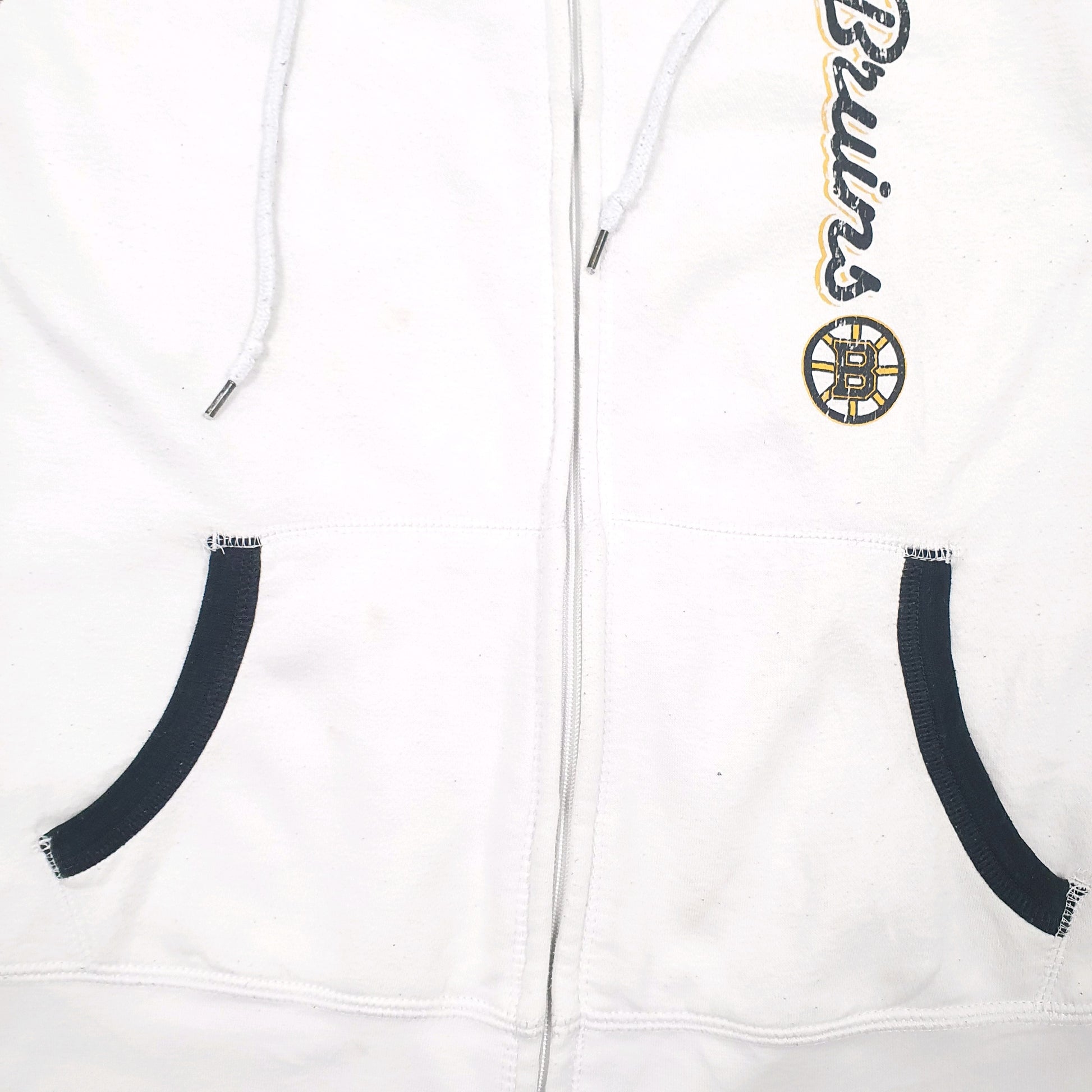 Womens White NHL Boston Bruins Full Zip Jumper