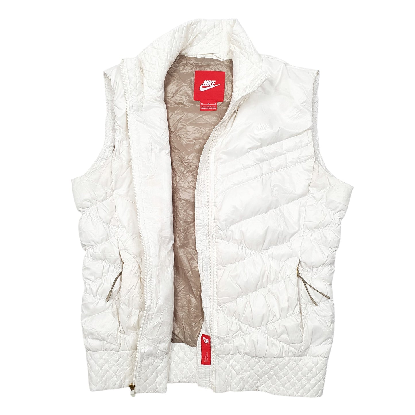 Womens Cream Nike Vest Goose  Coat