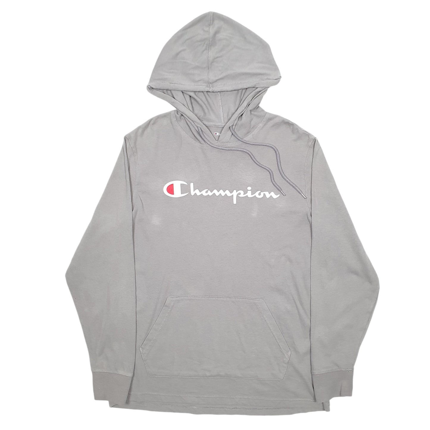 Mens Grey Champion Spellout Hoodie Jumper