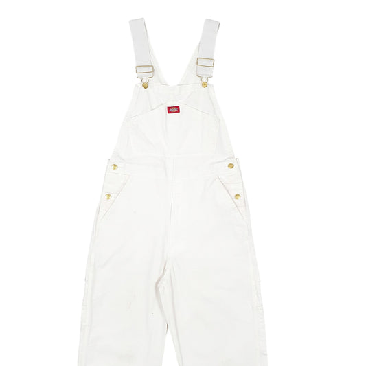 Mens White Dickies Denim Overalls Bib Painter and Decorater Dungaree Trousers