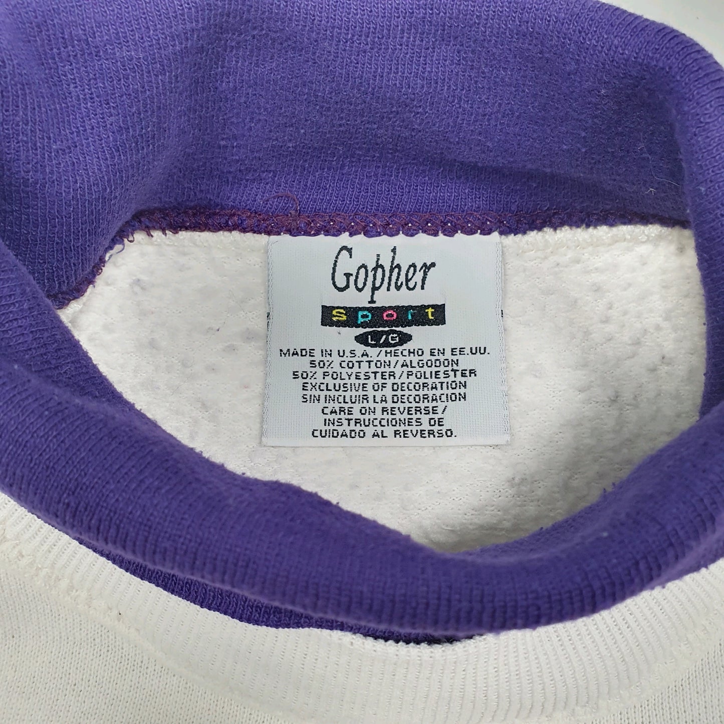 Womens White Gopher Sport Vintage Roll Neck Flowers Birds 90s Made In USA Crewneck Jumper