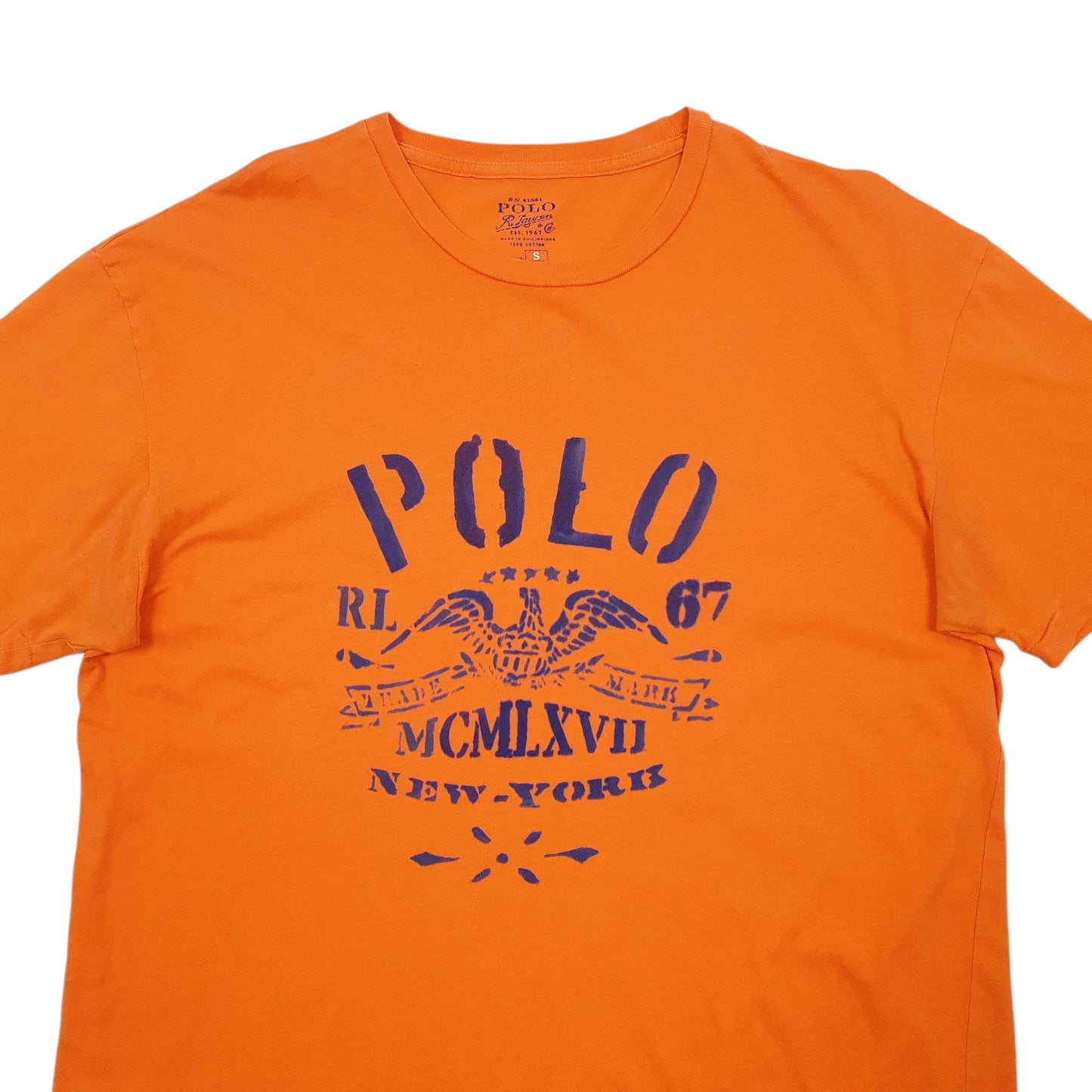 Mens Orange Polo Ralph Lauren Spellout Short Sleeve T Shirt
