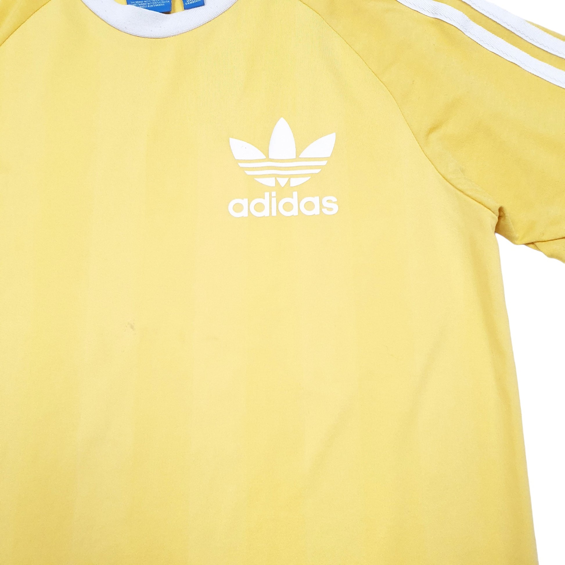 Mens Yellow Adidas Ringer Classic Short Sleeve T Shirt