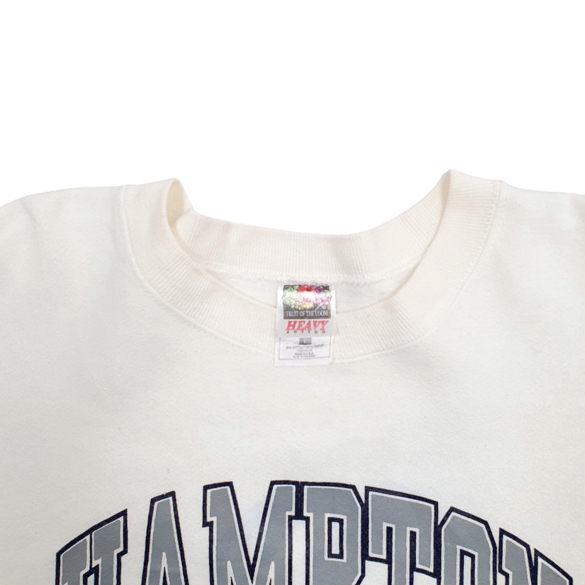 Mens White Fruit Of The Loom Hampton University Spellout Crewneck Jumper