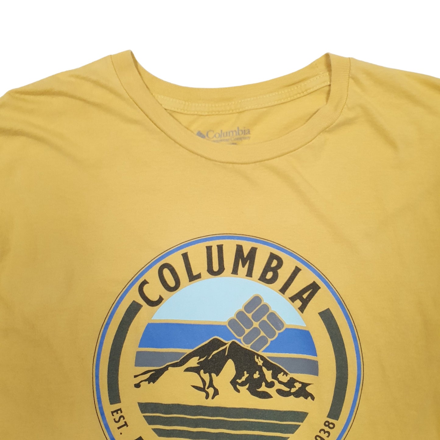 Mens Yellow Columbia Sportswear Spellout Short Sleeve T Shirt