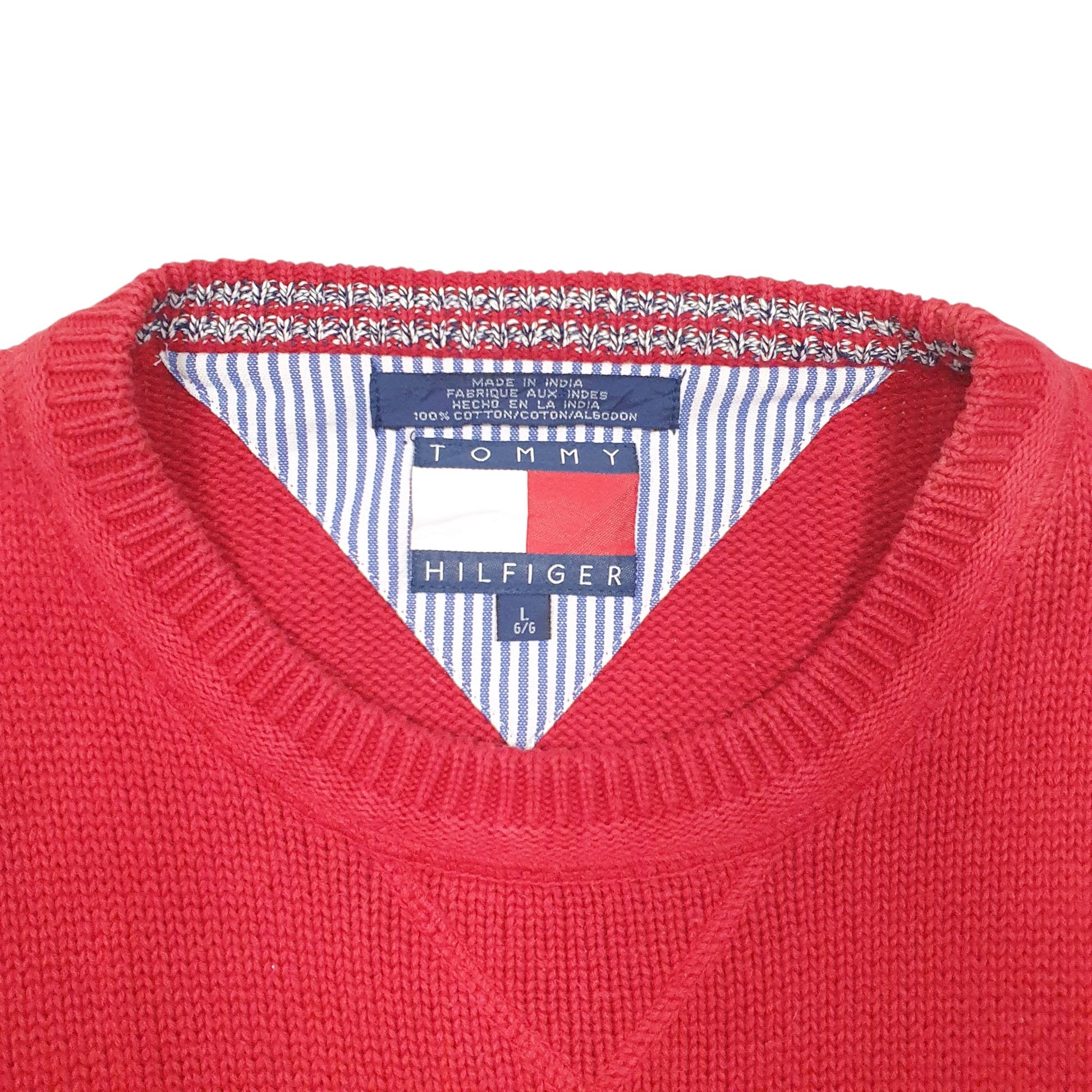 Mens Red Tommy Hilfiger Vintage Knit Crewneck Jumper