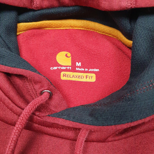 Mens Burgundy Carhartt Active Workwear Spellout Hoodie Jumper