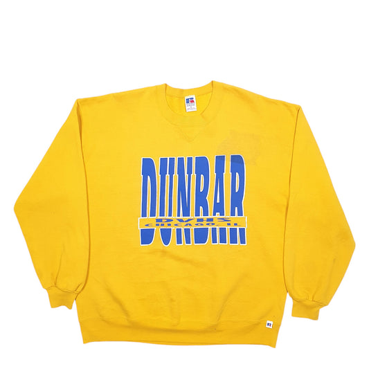 Mens Yellow Russell Athletic Dunbar Chicago Made In USA Vintage Crewneck Jumper