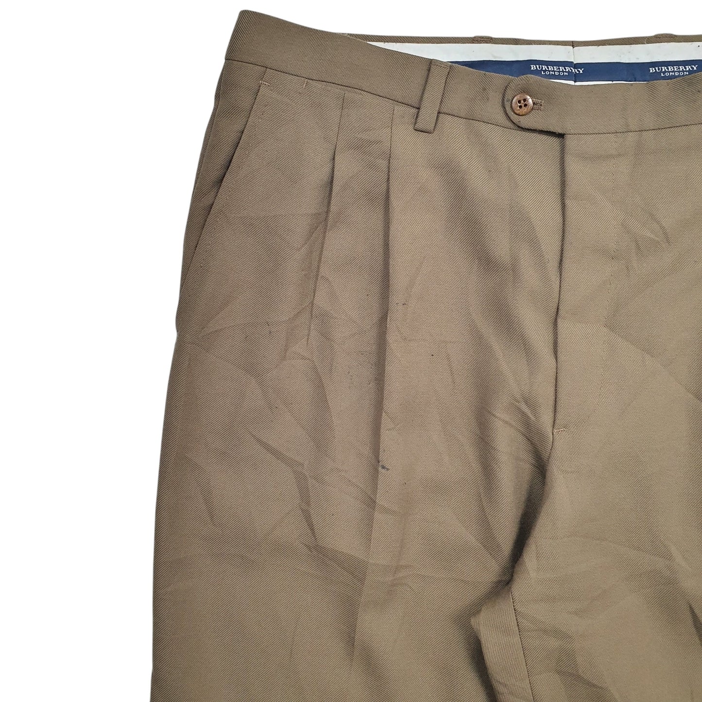 Mens Brown Burberry Pelican Double Pleated Chino Trousers