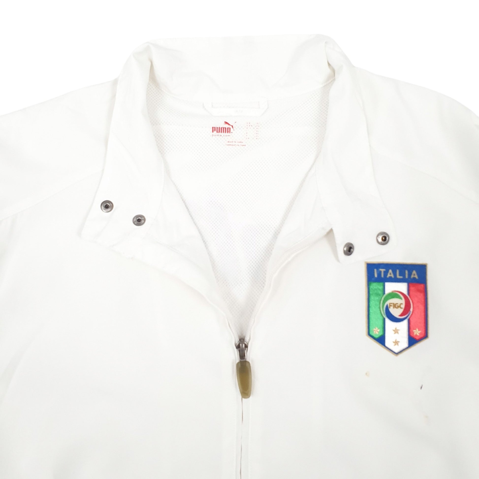 Mens White Puma Italian Football Full Zip Coat