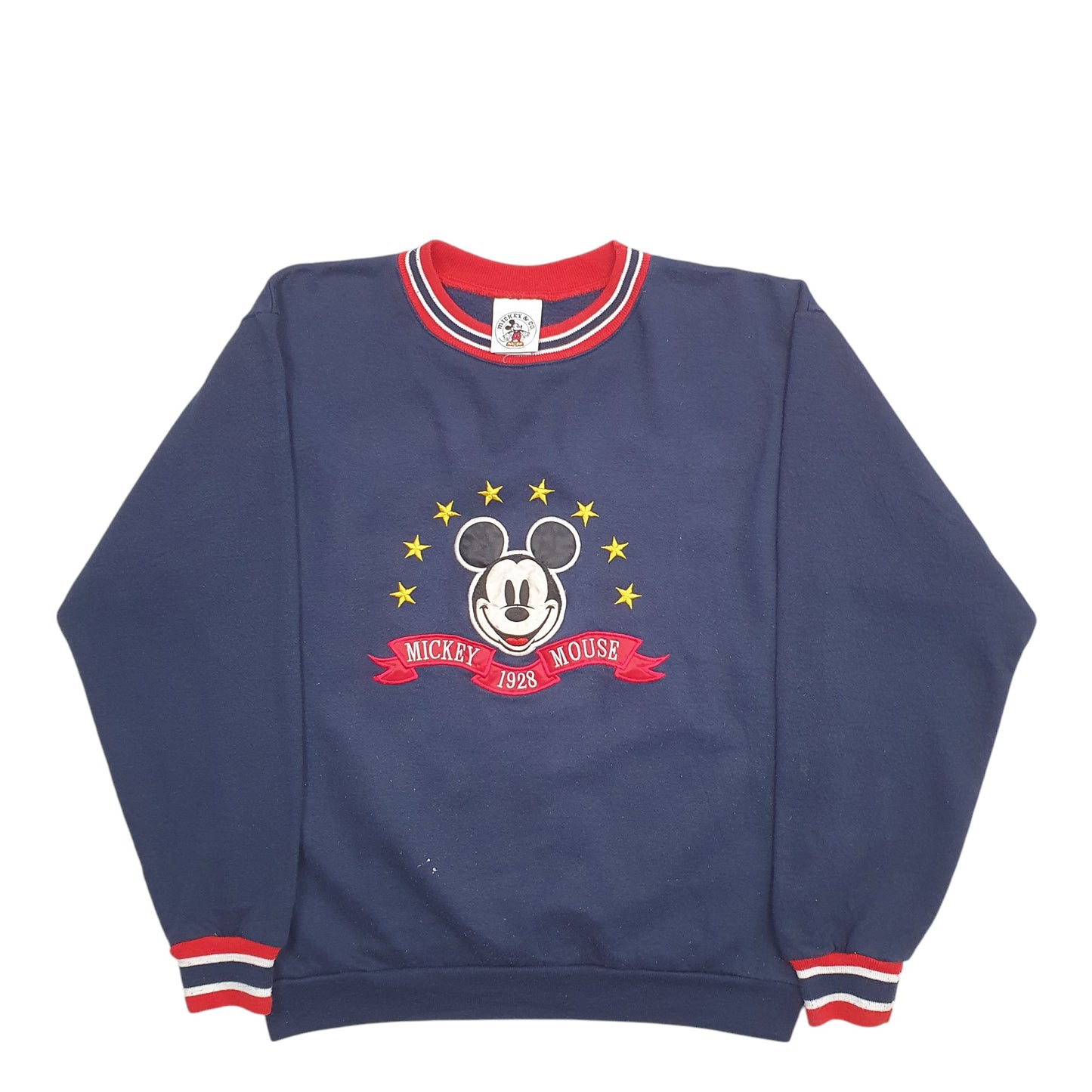 Womens Navy Disney Mickey Mouse Vintage 1980s Made In USA Crewneck Jumper