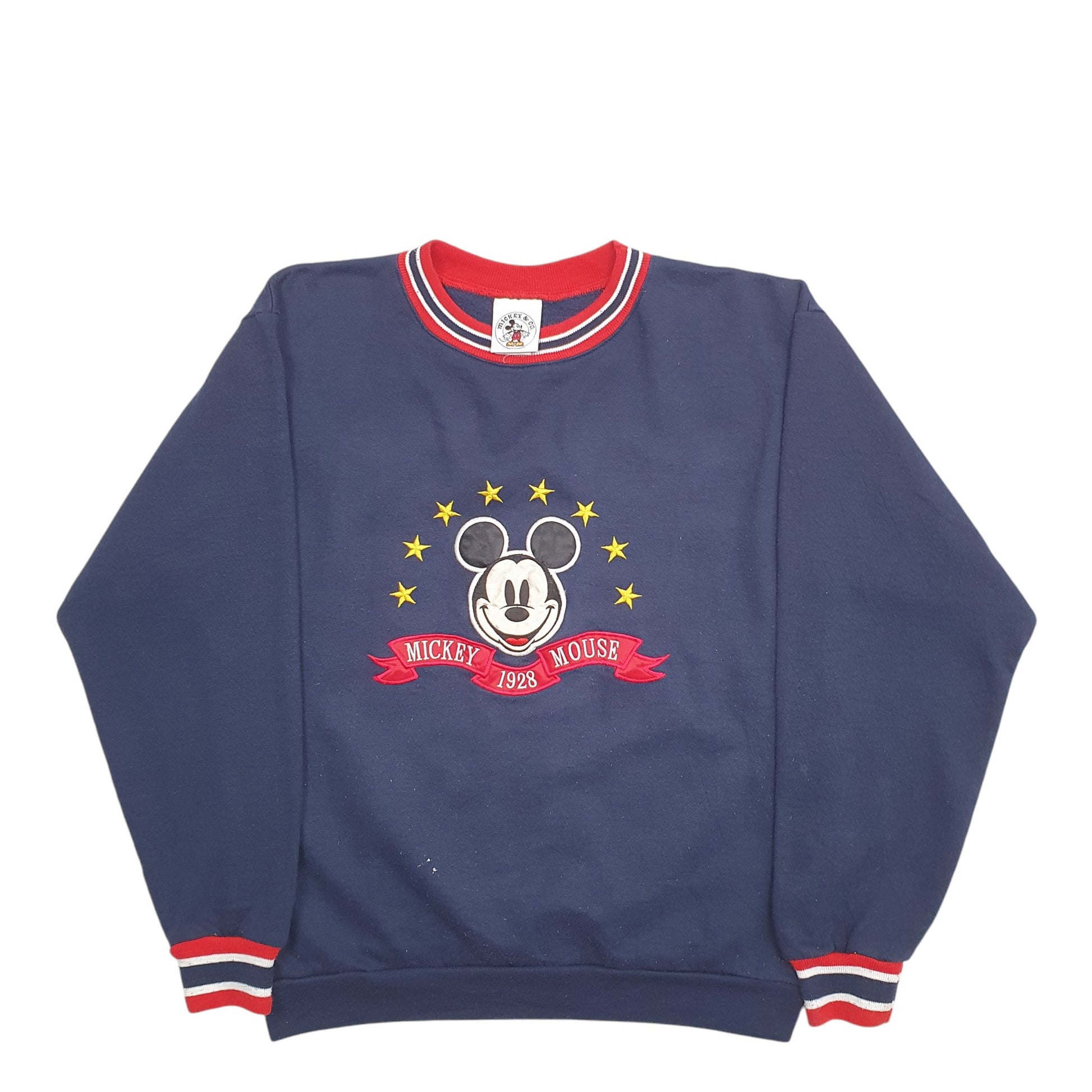 Womens Navy Disney Mickey Mouse Vintage 1980s Made In USA Crewneck Jumper
