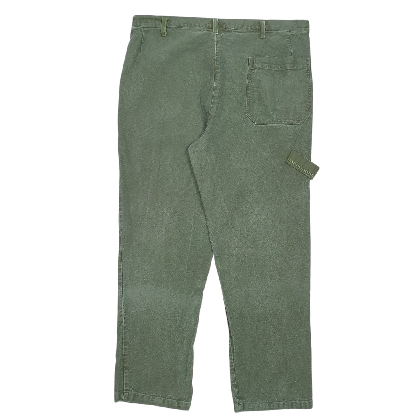 Mens Green Unbranded Vintage Chore Pants Euro Workwear Pleated Chino Trousers