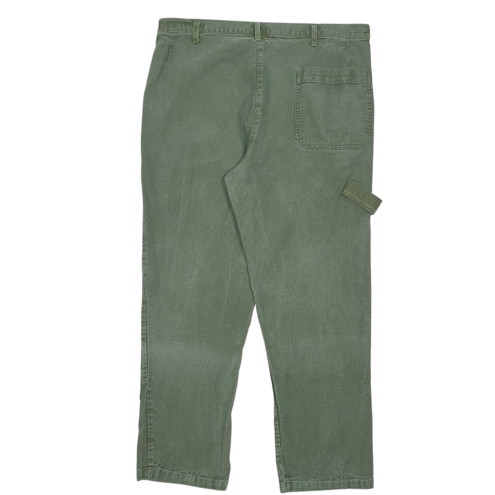 Mens Green Unbranded Vintage Chore Pants Euro Workwear Pleated Chino Trousers