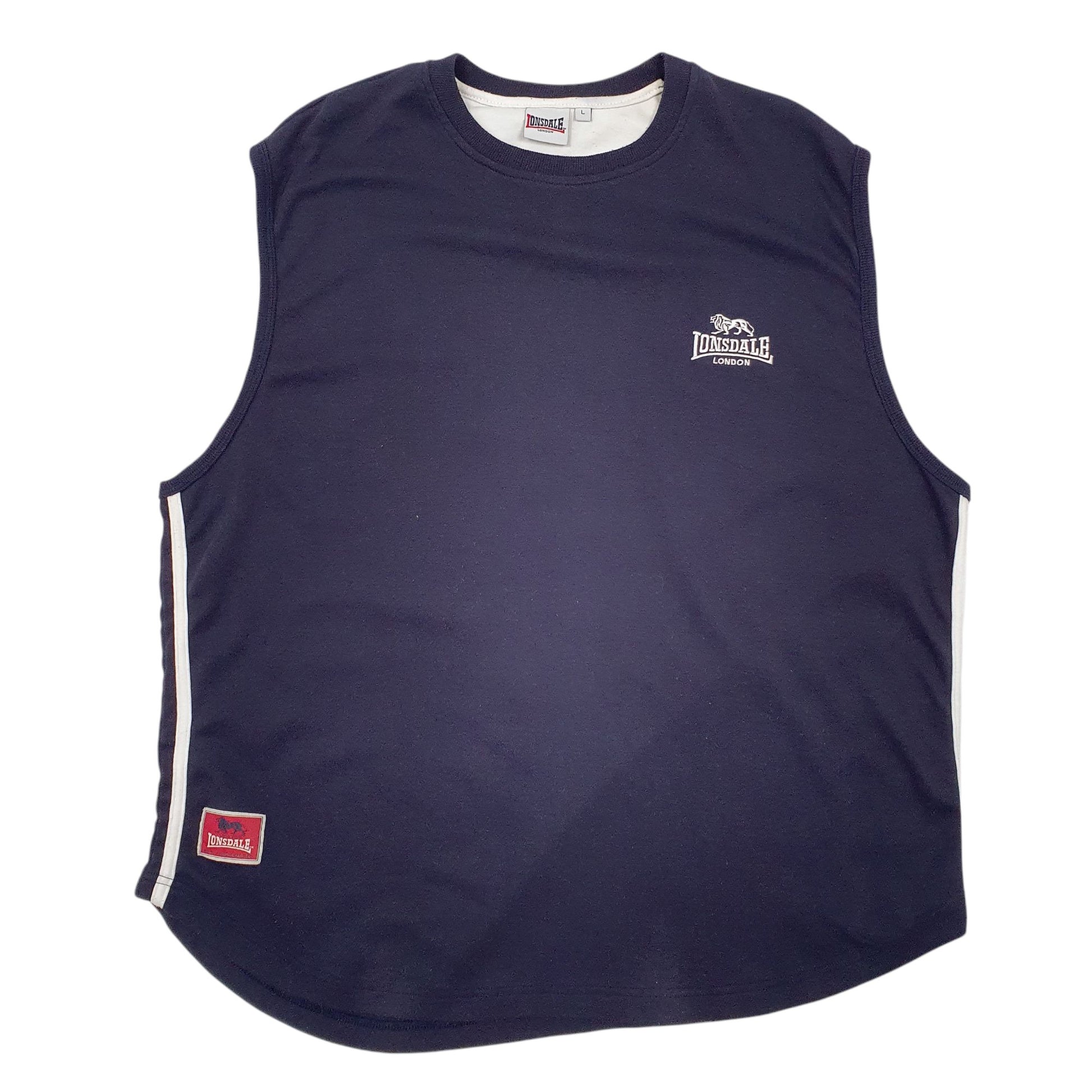 Mens Navy Lonsdale Vest Short Sleeve T Shirt
