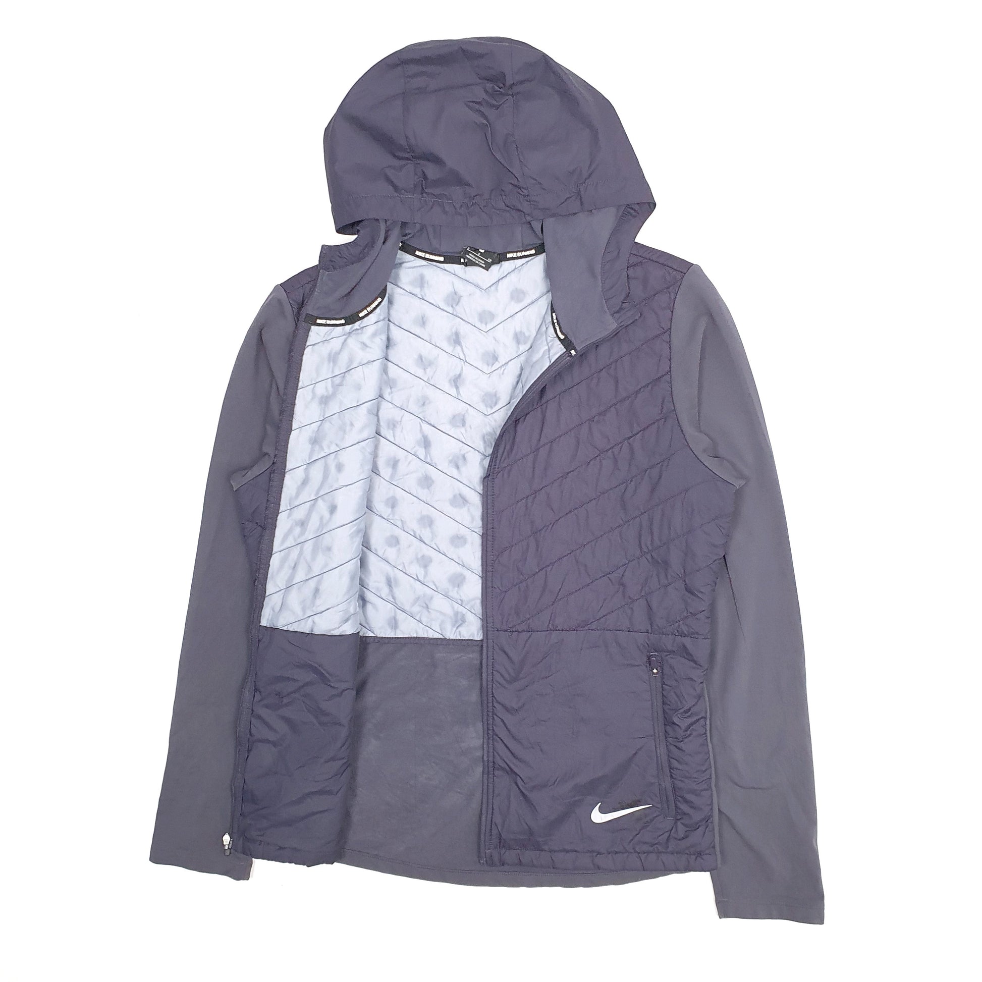 Mens Navy Nike Running Puffer Hoodie  Coat