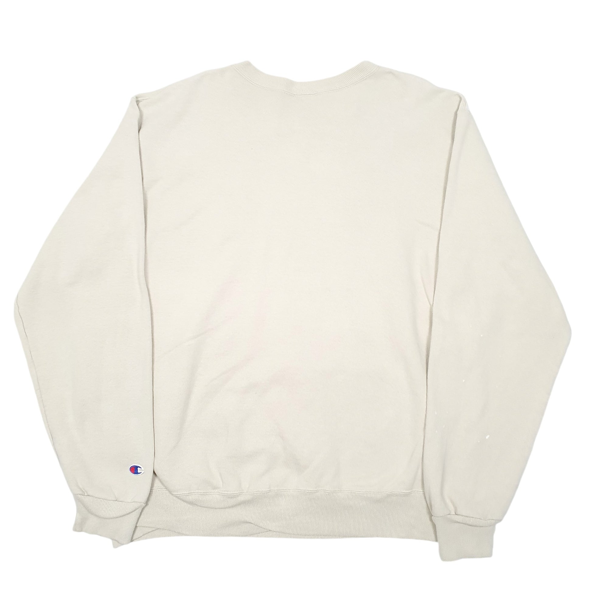Mens Cream Champion Vintage 90s Script Crewneck Jumper