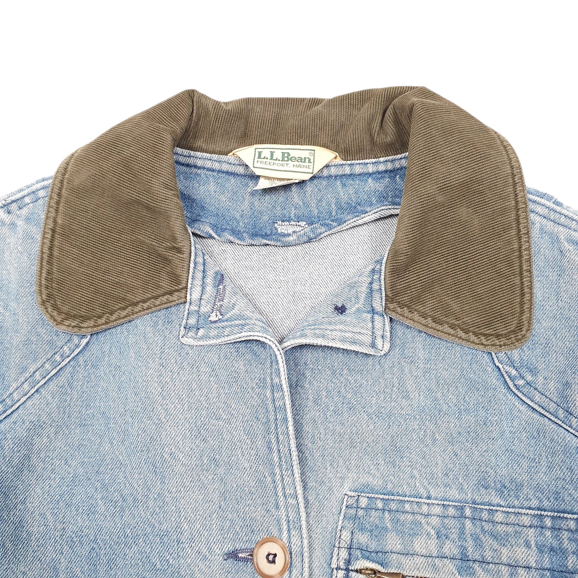 Womens Blue L.L.Bean Vintage Denim Barn Workwear Made In USA  Coat
