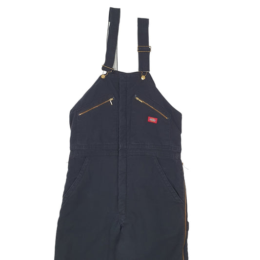 Mens Black Dickies Fits L Denim Overalls Bib Quilted Insulated Winter Dungaree Trousers