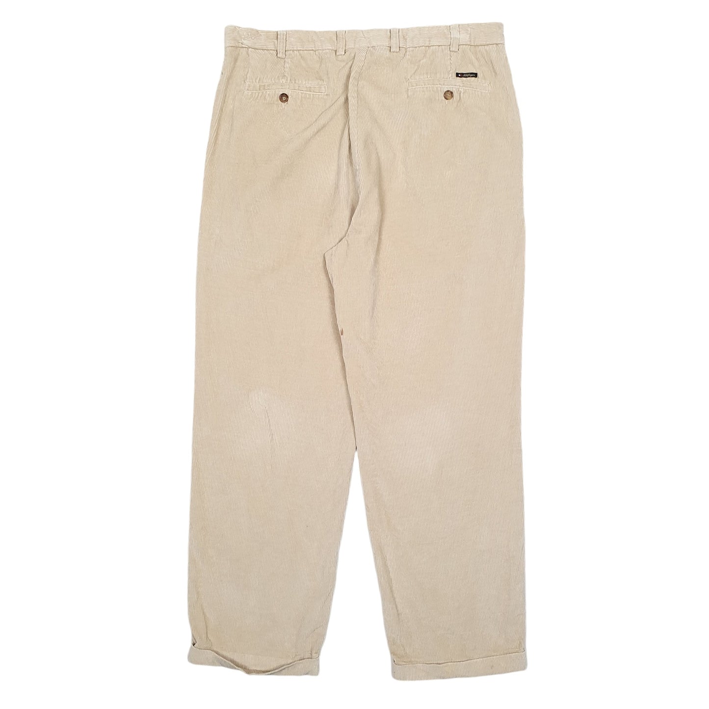 Mens Cream Tommy Hilfiger Double Pleated Corduroy Trousers