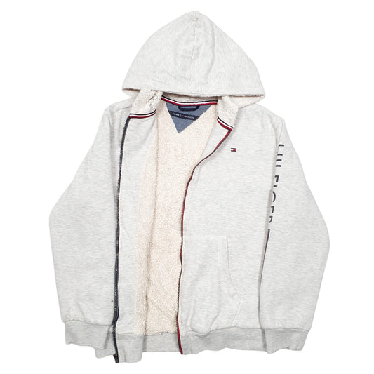 Womens Grey Tommy Hilfiger Hoodie Sherpa Lined Full Zip Jumper