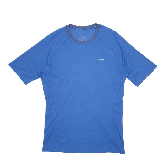 Mens Blue Patagonia Active Workout Outdoors Hiking Short Sleeve T Shirt