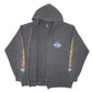 Mens Black Harley Davidson Vintage Hoodie 2000 Y2K Motorcycles Cleveland Made In USA Flames Full Zip Jumper