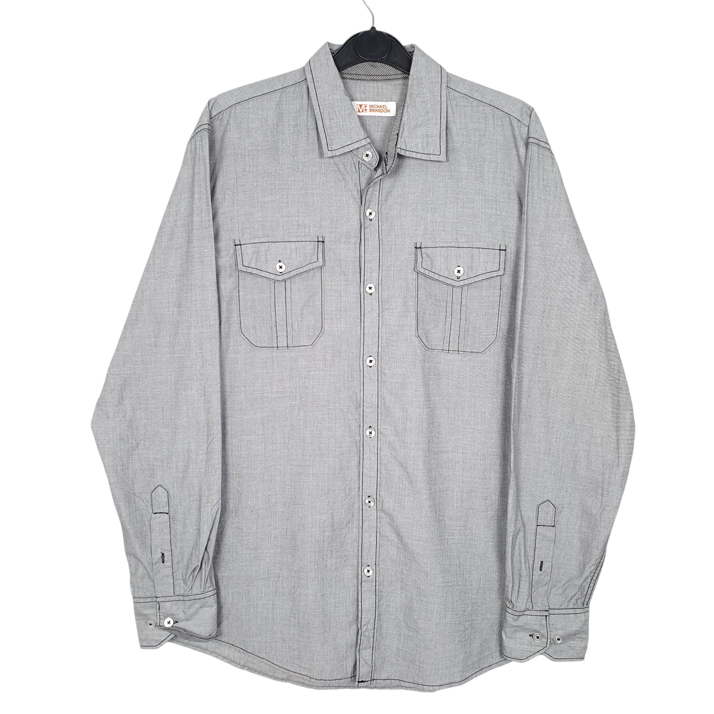 Mens Grey Michael Brandon  Long Sleeve Shirt
