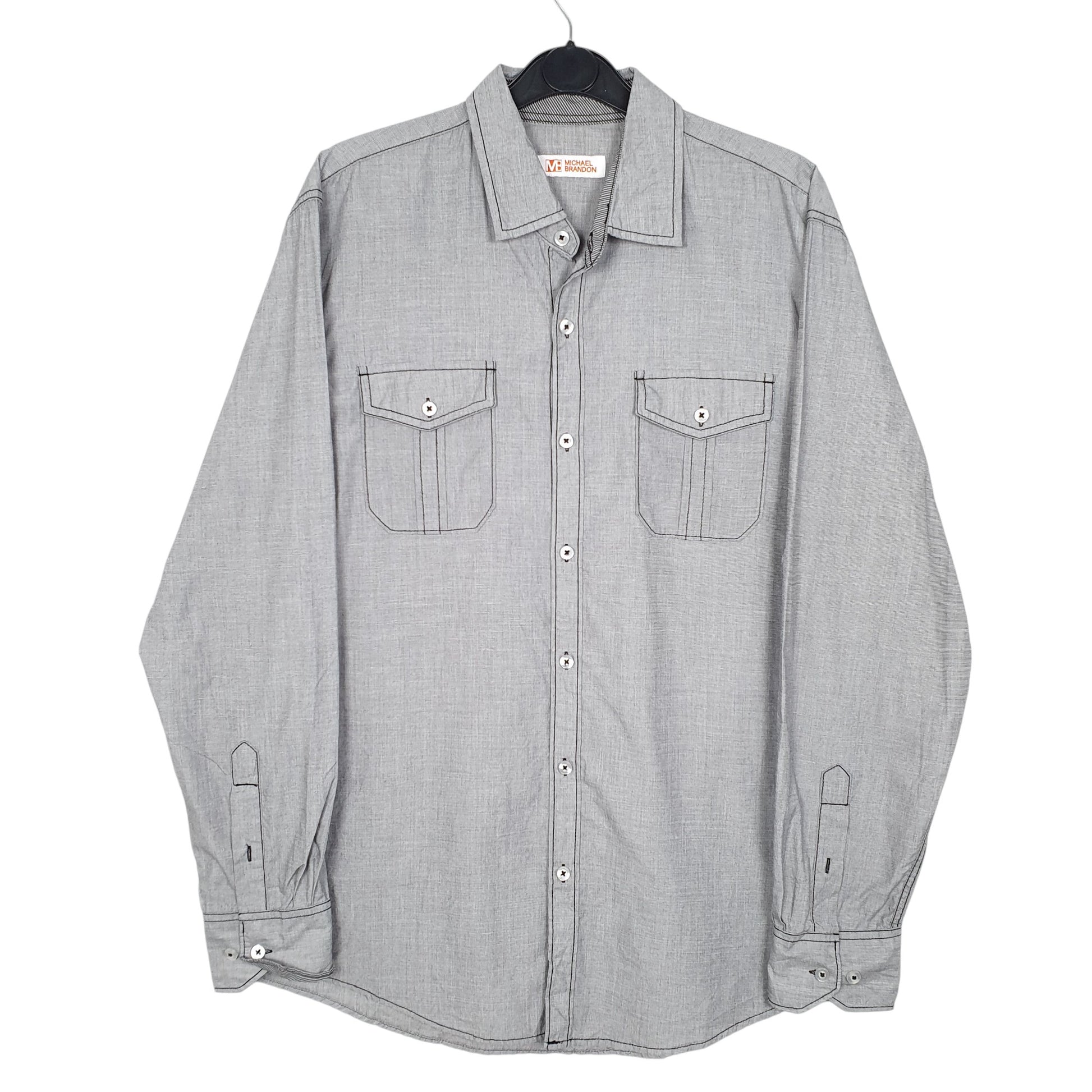 Mens Grey Michael Brandon  Long Sleeve Shirt