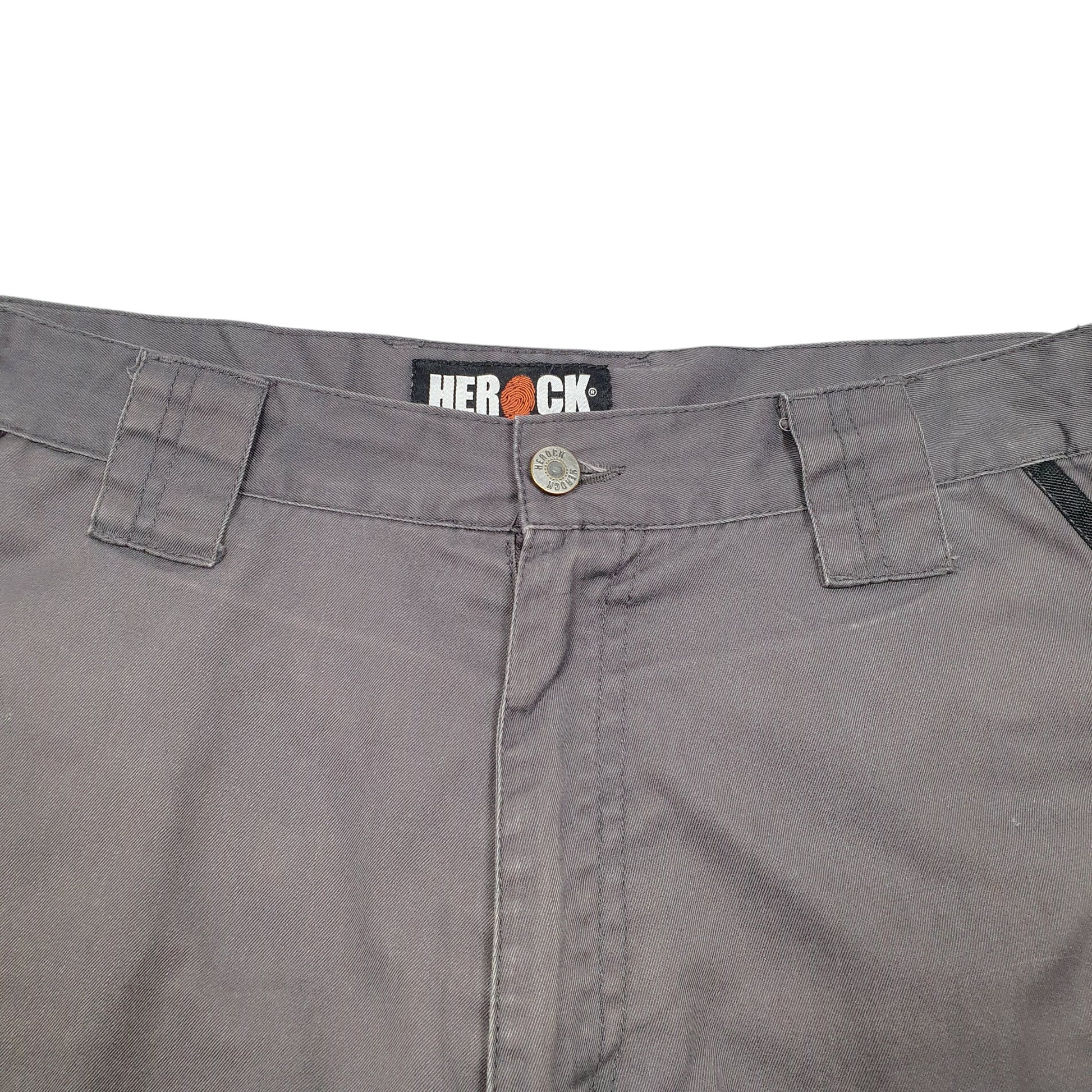Mens Grey Herock Workwear Utility Trade Cargo Trousers