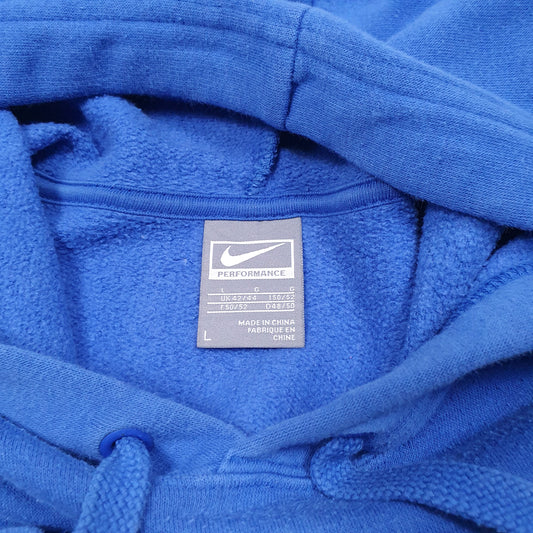 Mens Blue Nike Performance Swoosh Football Hoodie Jumper