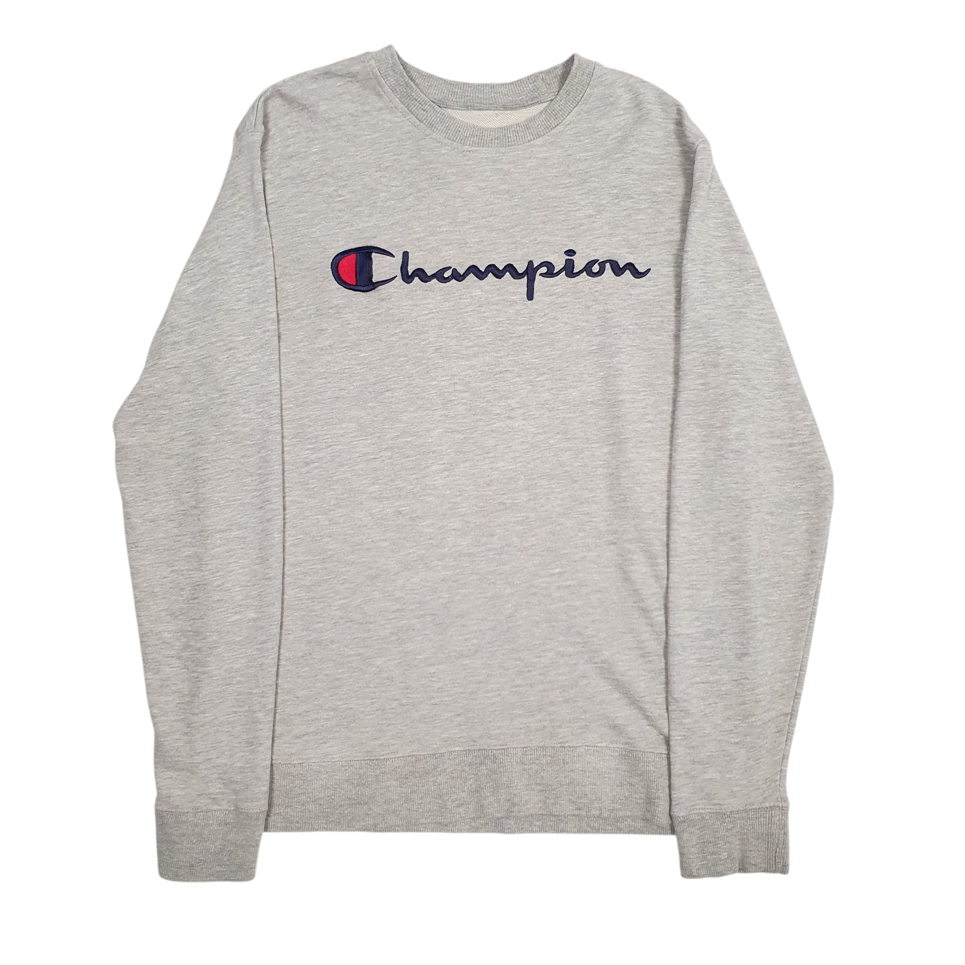 Mens Grey Champion Spellout Crewneck Jumper