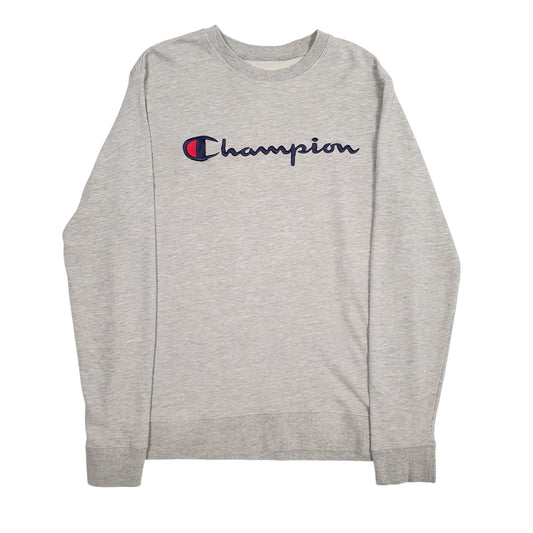 Mens Grey Champion Spellout Crewneck Jumper
