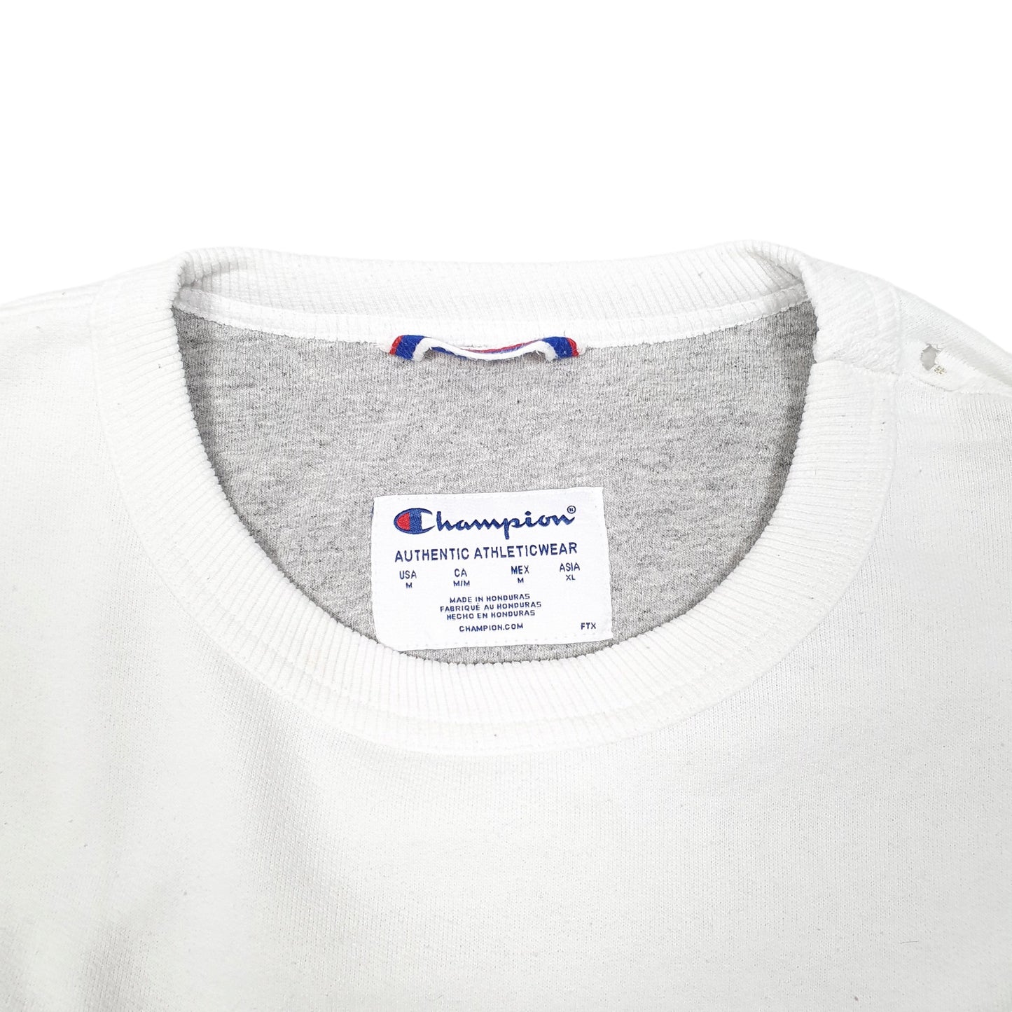 Mens White Champion Script Crewneck Jumper