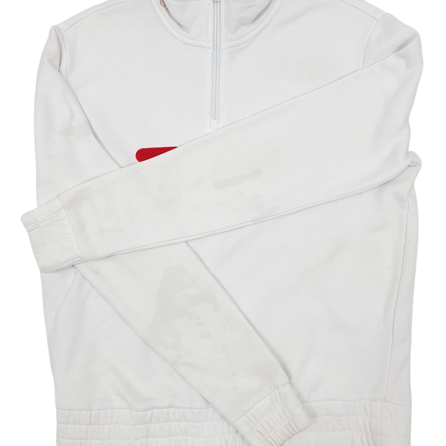 Womens White Fila Spellout Quarter Zip Jumper